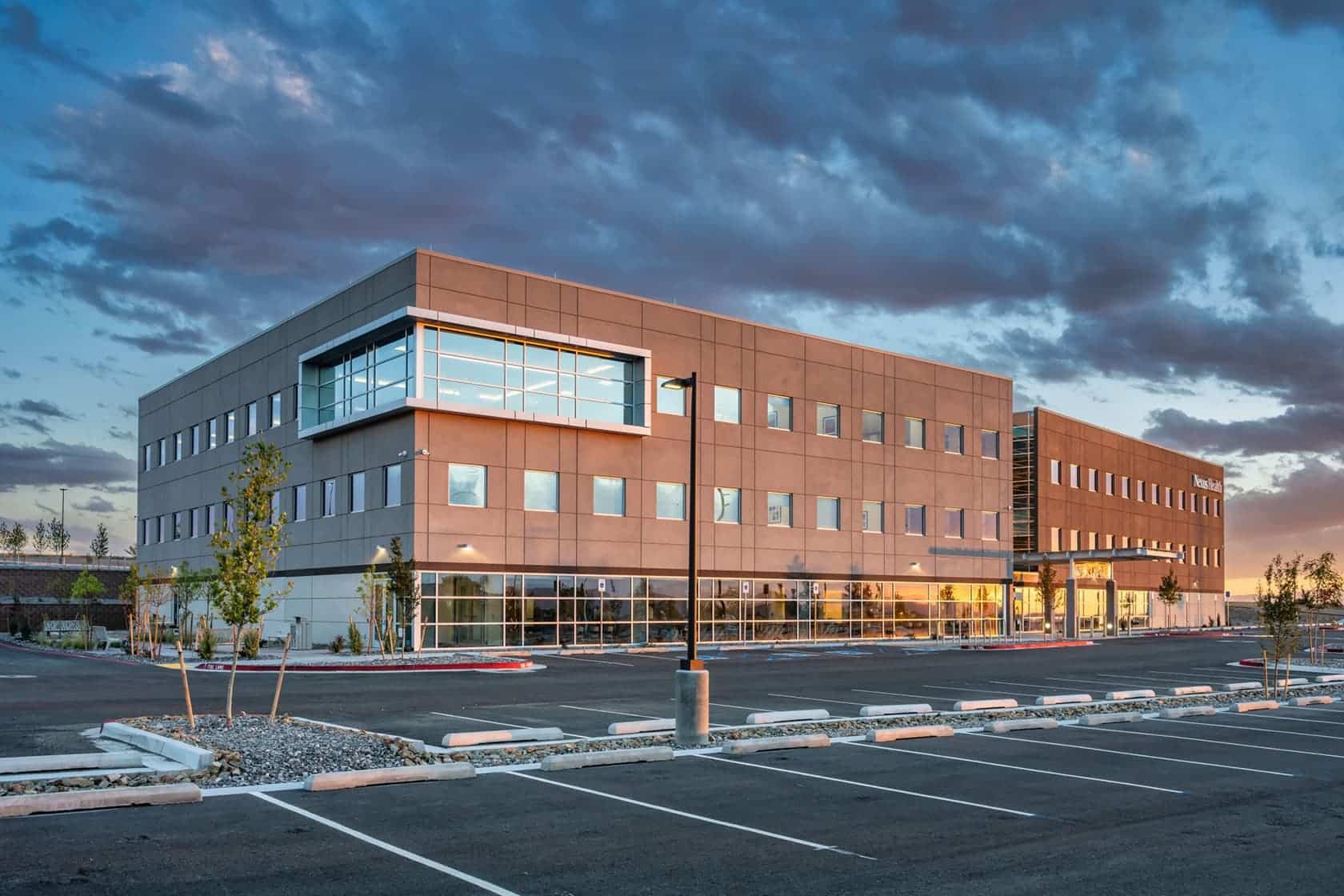 hospital-construction-santa-fe-nexus-health This two-story, full-service hospital showcases the hospital new construction work of Skiles Group in the Southwest U.S.