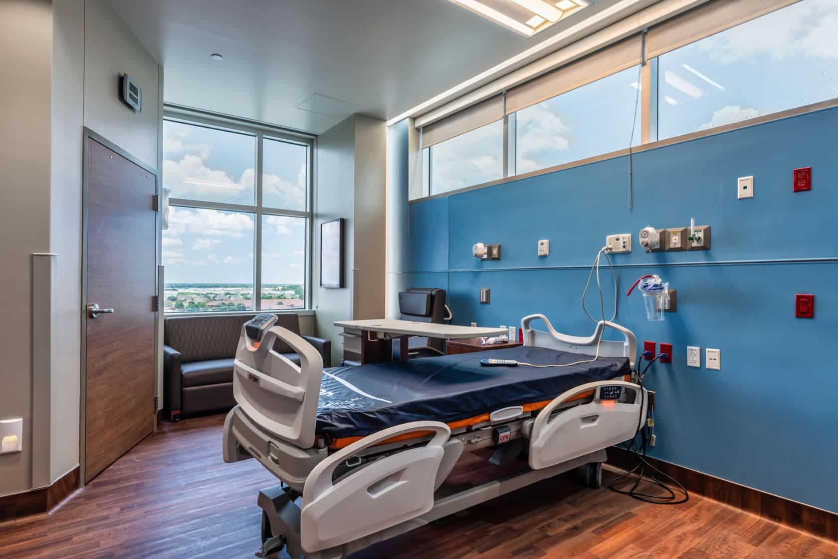 Hospital-Patient-Room-Richardson-Texas Finished work of Skiles Group on this hospital patient room in Richardson, Texas.