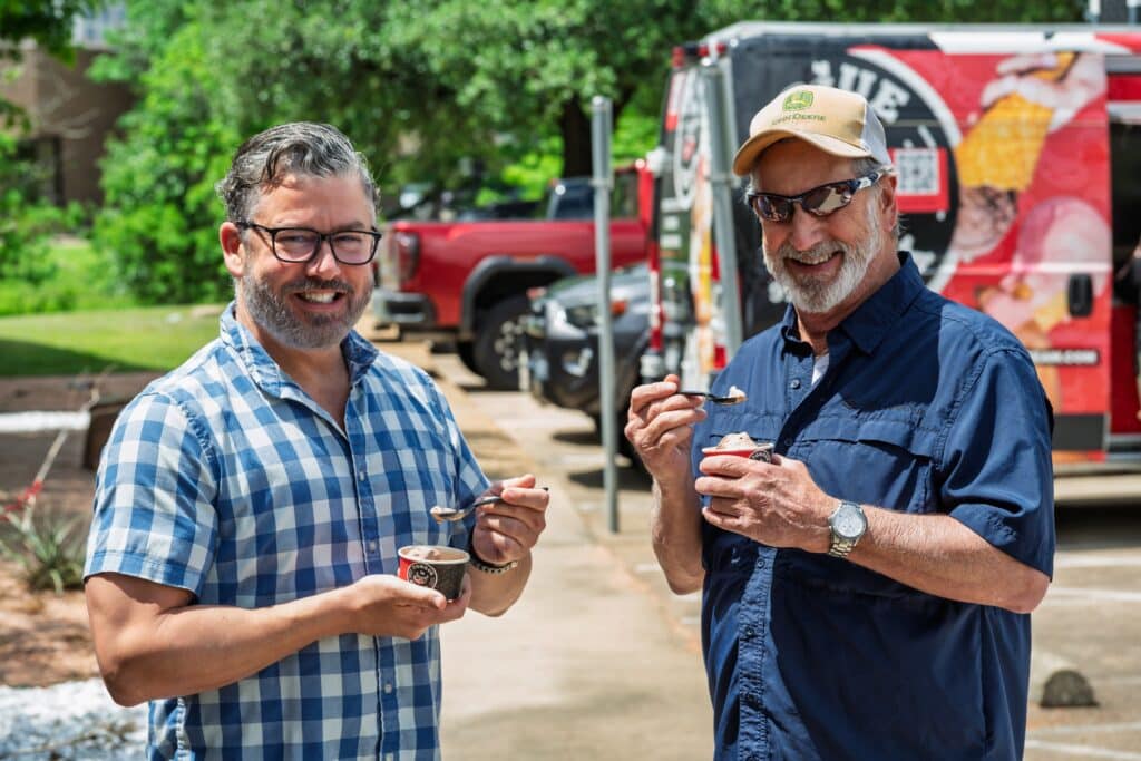 employees enjoying ice cream break workplace team culture