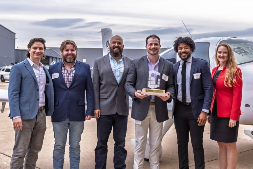 Project team members accept a TEXO Merit Award for Methodist Celina Medical Center Hospital and Professional Office Building.